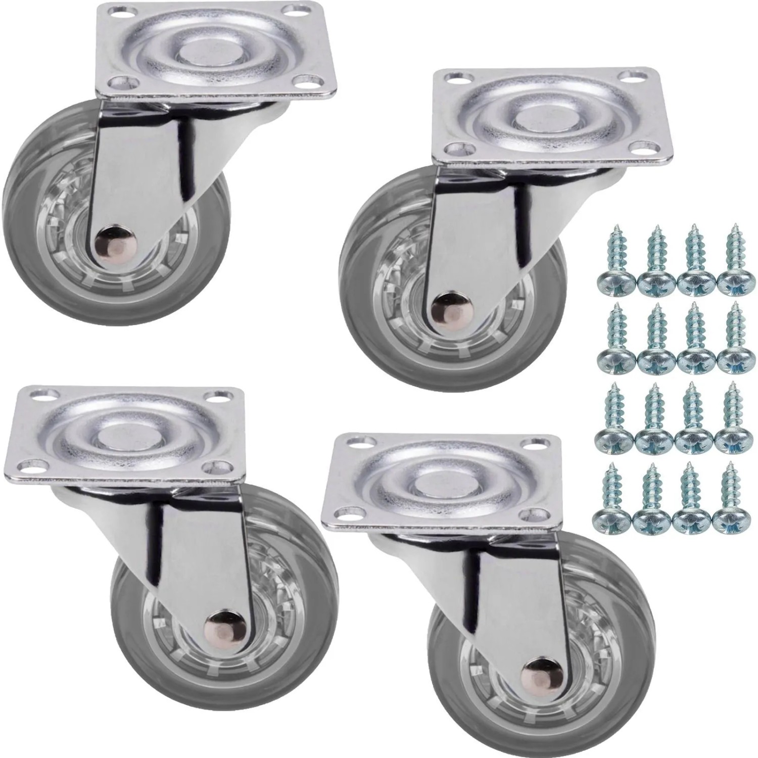 Thumbnail - SOTECH 4 Stück Möbelrolle ULM Ø50 mm Transparent inkl. Schraubenset