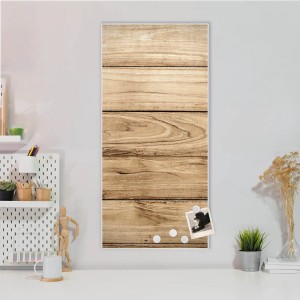 Banjado Magnettafel 37x78cm mit Holzplanken-Motiv, inklusive Magnete. Wanddekoration für Büro und Zuhause.