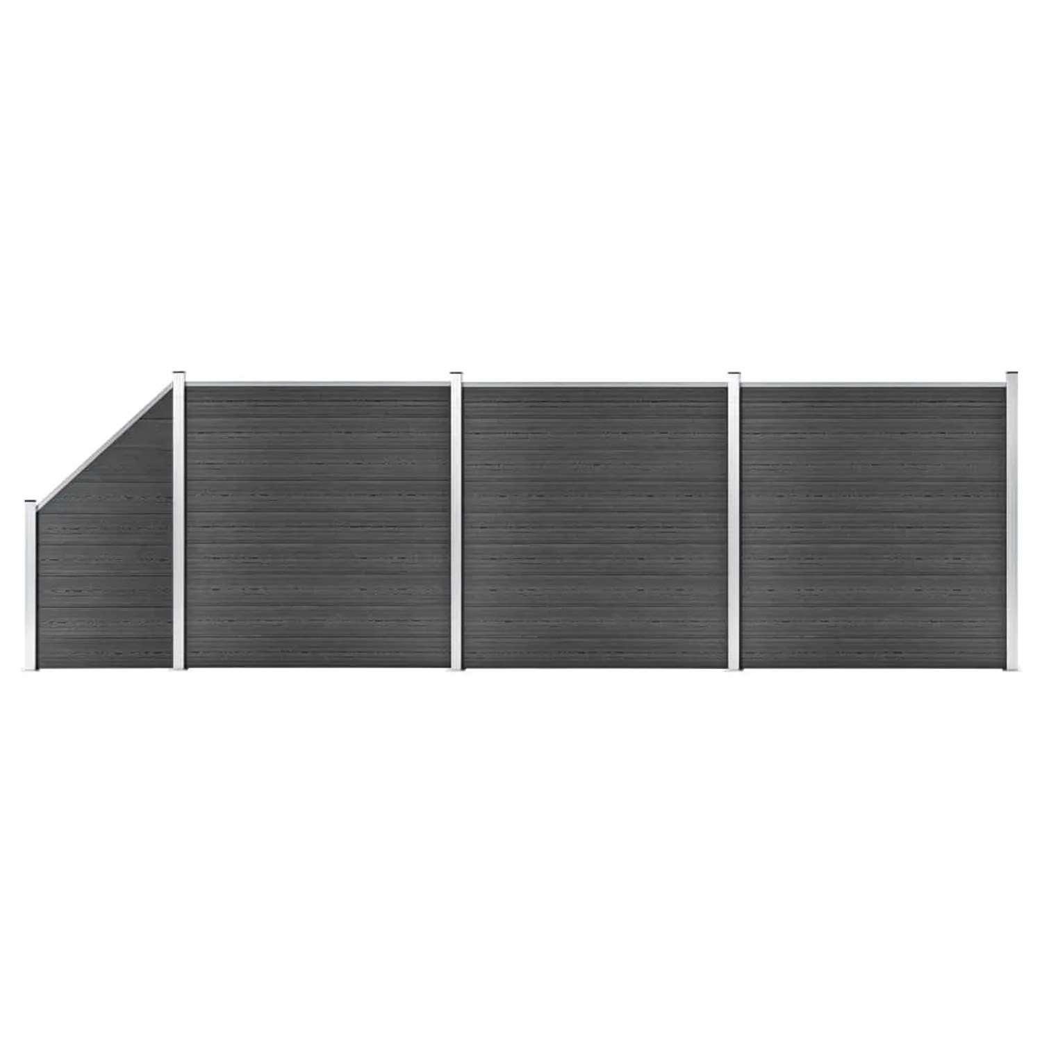 vidaXL Zaunelement Set WPC 619x 105-186  cm Schwarz 3070439