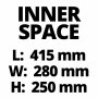 Innenraummaße des Einhell E-Case M Werkzeugkoffers: 415 x 280 x 250 mm.