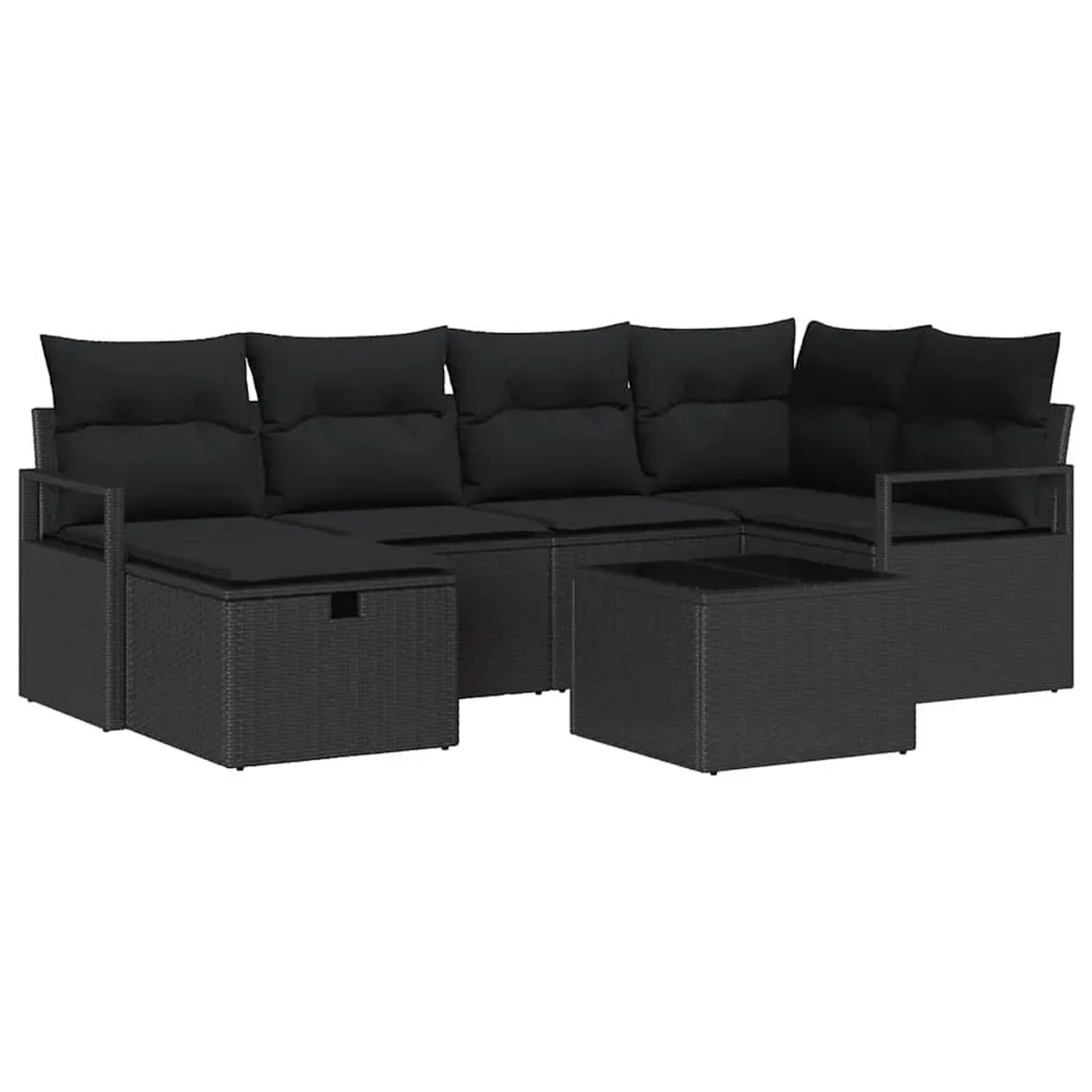 Thumbnail - vidaXL Garten-Sofa-Set mit Kissen 7-Tlg Schwarz Poly Rattan 3360524