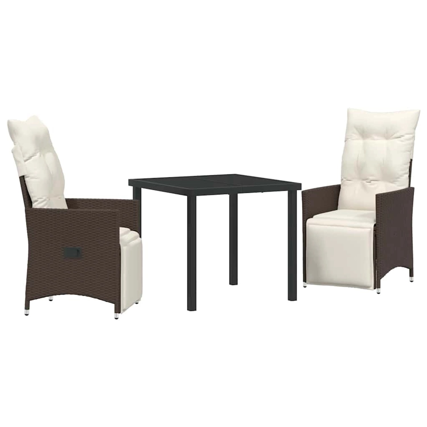 vidaXL Garten Essgruppe mit Kissen 3-Tlg Braun Poly Rattan 3379569 günstig online kaufen