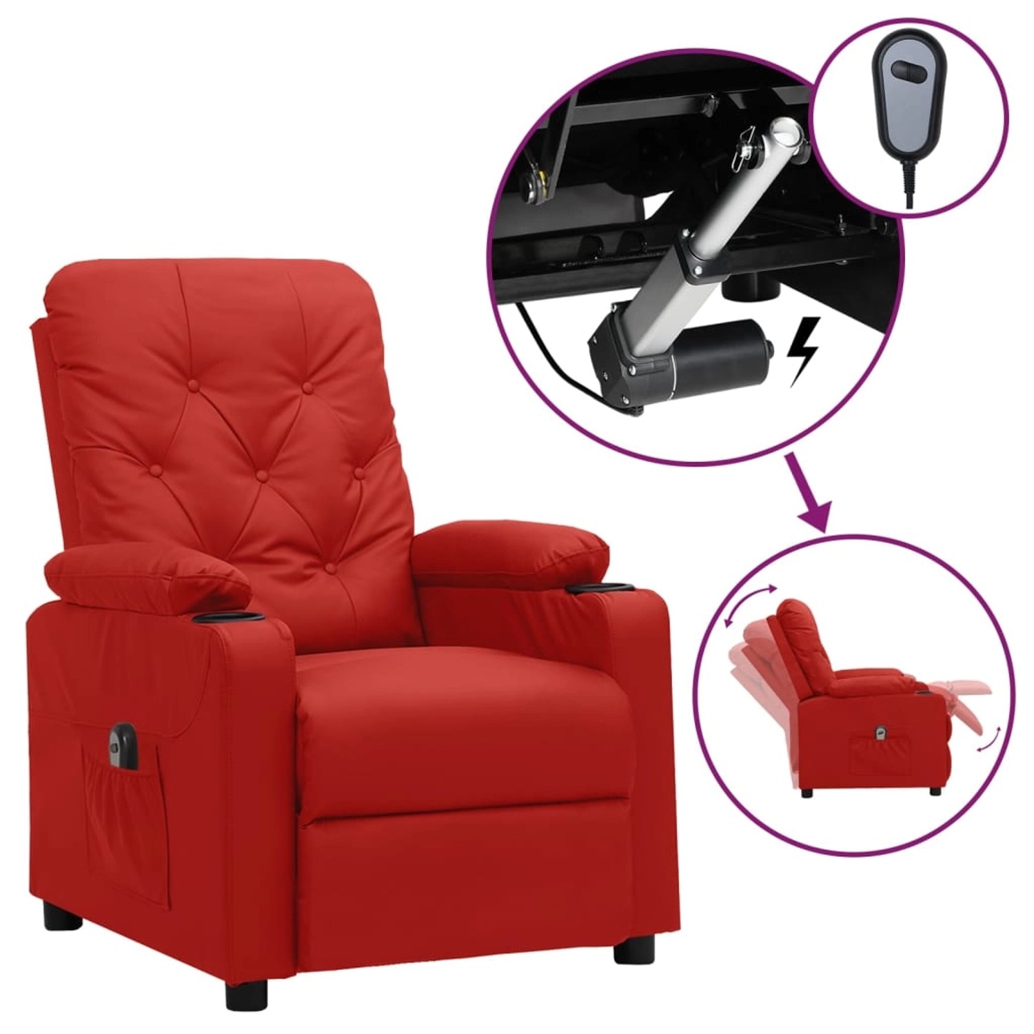 vidaXL Relaxsessel Elektrisch Weinrot Kunstleder 3098869 günstig online kaufen