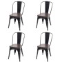 4er Set: MCW Esszimmerstühle H10e in Schwarz-Braun mit Stahlgestell und Kunstlederbezug.