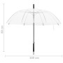 Transparenter vidaXL Regenschirm, 80 cm Länge, 100 cm Durchmesser, mit schwarzem Griff und Metallrippen.