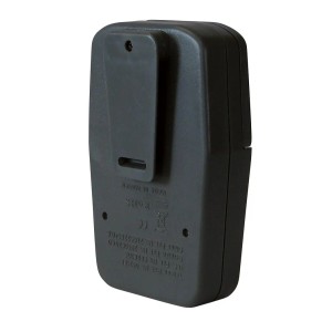 Rückansicht des Blanko Ultraschall Hundeschrecks mit Gürtelclip.
