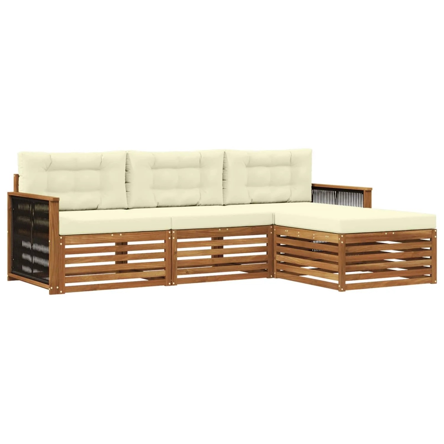 vidaXL Outdoor-Sofagarnitur Natur und Creme 249 x 162,5 x 73 cm 3383203