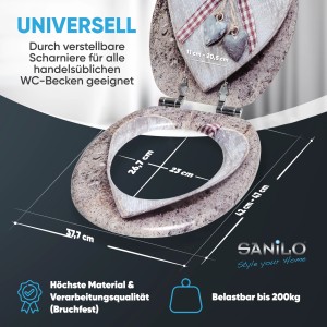 Sanilo WC-Sitz Bavaria mit Absenkautomatik, Holz, Herzdesign, Maße siehe Bild.