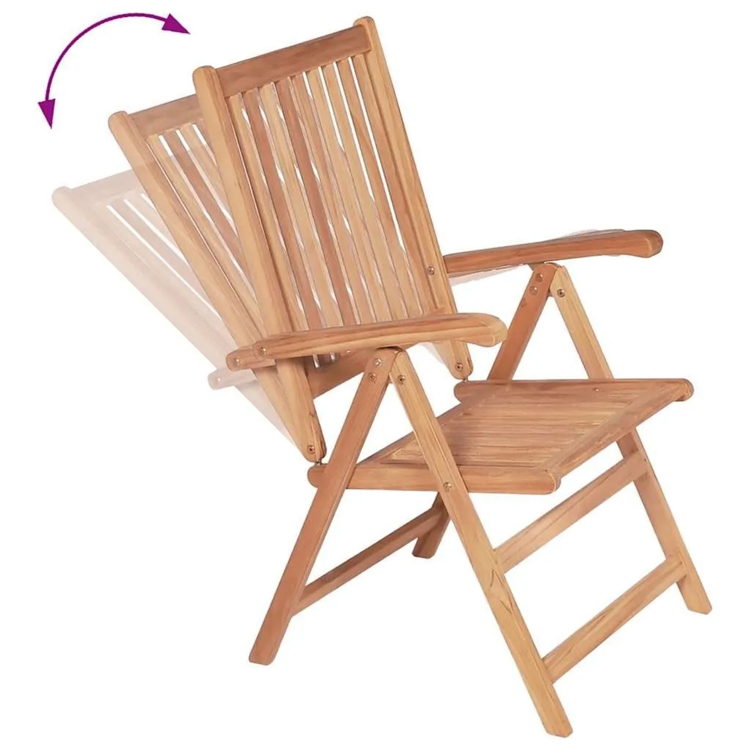 vidaXL Verstellbare Gartenstühle 2 Stk Massivholz Teak 43029_5