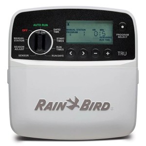 Rain Bird Steuergerät, 6 Zonen, weiß-schwarz, zur automatischen Gartenbewässerung.