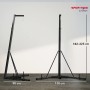 Schwarzer, klappbarer SPORTNOW Boxsackständer aus Stahl, höhenverstellbar, mit beschwerbarer Basis. Maße: 170x90x182-225 cm.