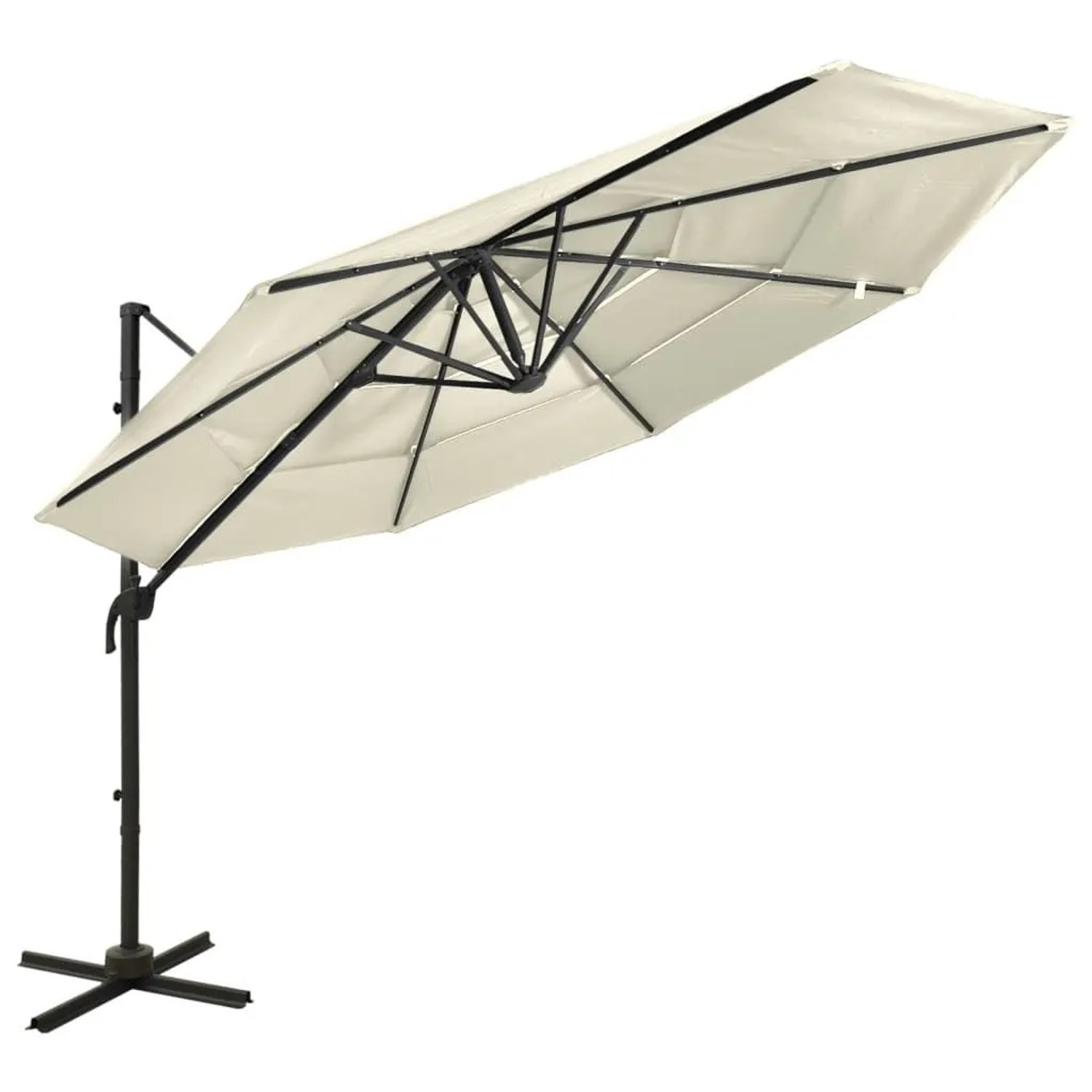 vidaXL Sonnenschirm mit Aluminium-Mast 4-Lagig Sandfarben 3x3 m 313828