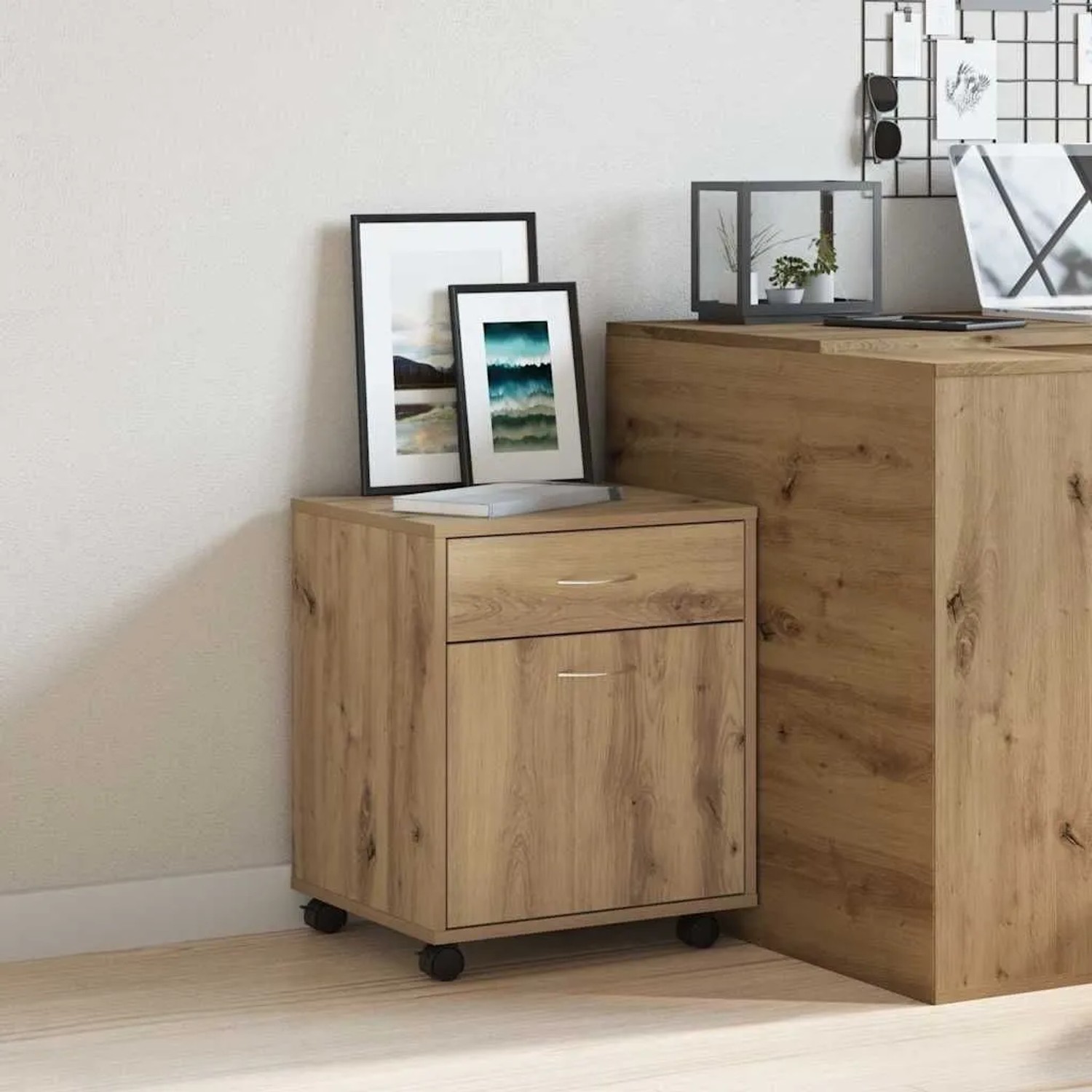 vidaXL Rollcontainer Artisan-Eiche 45x38x54 cm Holzwerkstoff 856655_3