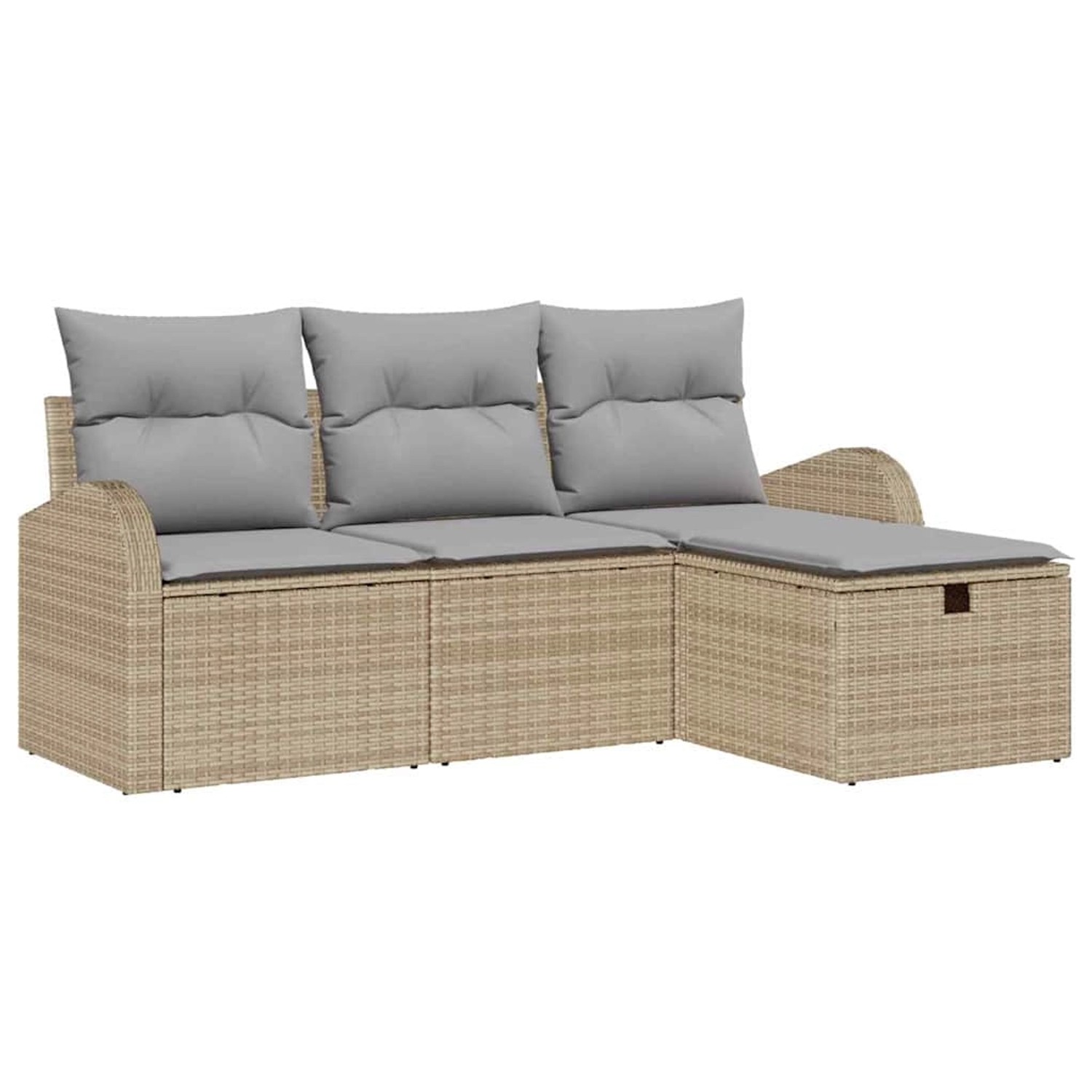 vidaXL Garten-Sofa-Set mit Kissen mit Speicher 4-Tlg Beige Poly Rattan 3360 günstig online kaufen