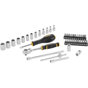 Stanley FatMax Steckschlüssel-Set, 42-teilig mit Knarre, Nüssen und Bits im Koffer.