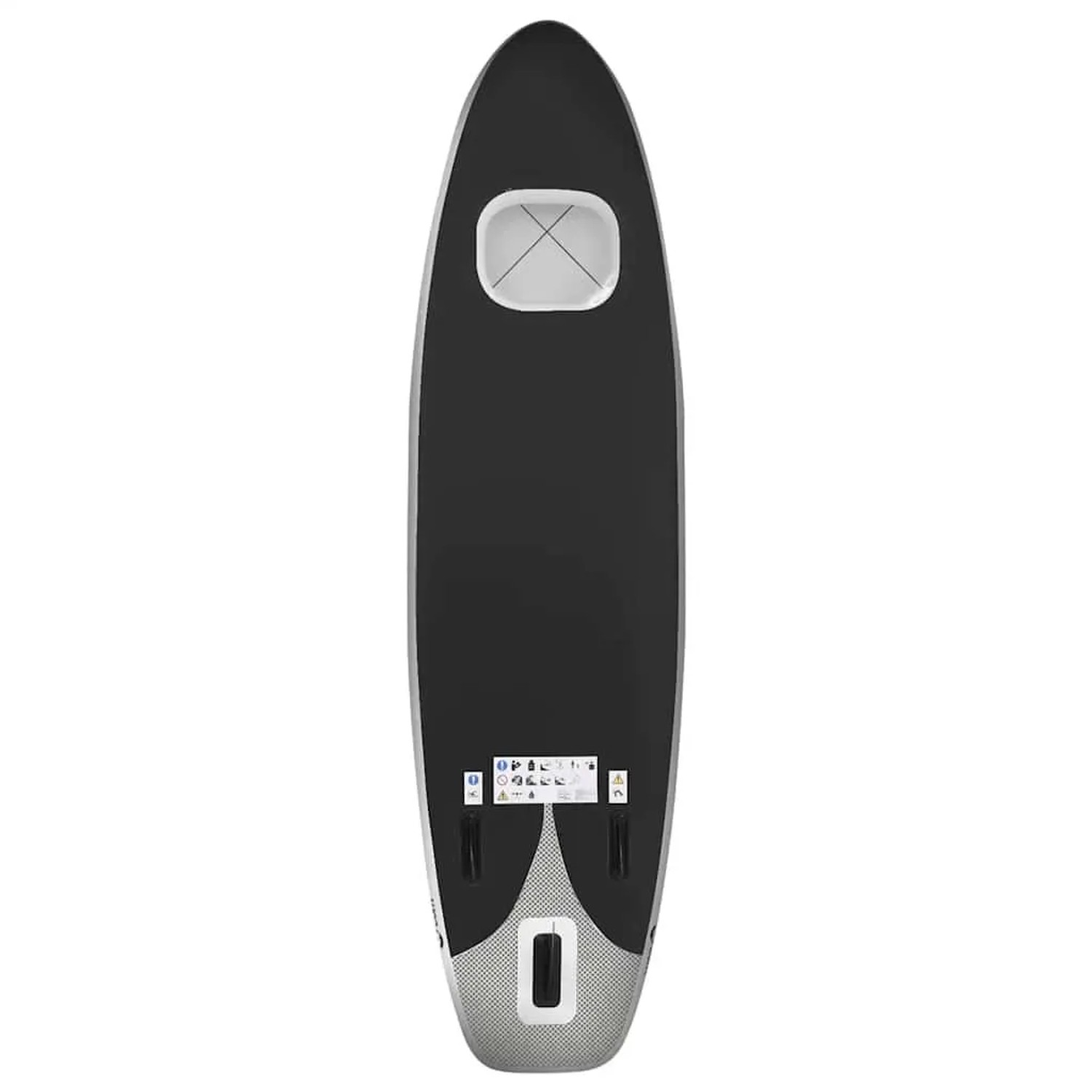 Schwarzes, aufblasbares SUP-Board-Set von vidaXL mit Sichtfenster für Wassersport.