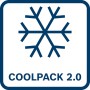 Symbol für Coolpack 2.0 Technologie für Bosch Akkus, blaue Schneeflocke
