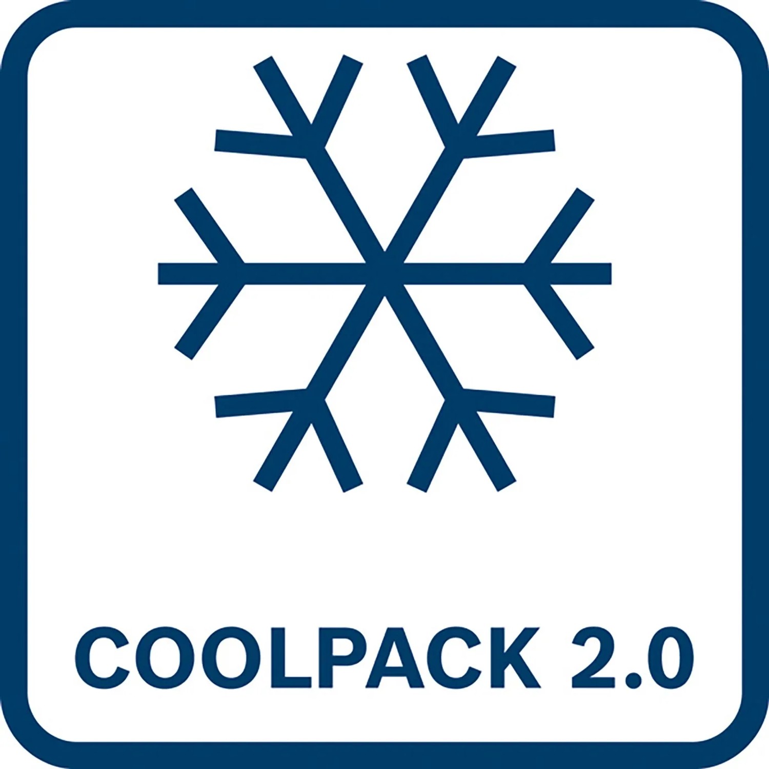 Symbol für Coolpack 2.0 Technologie für Bosch Akkus, blaue Schneeflocke