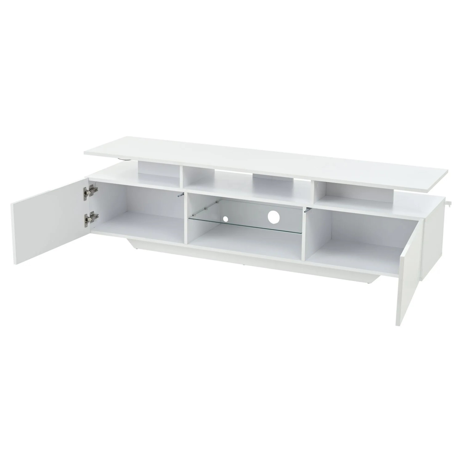 okwish TV Schrank mit Hochglanz LED Stauraum Wohnzimmer 160x40x45cm Weiß