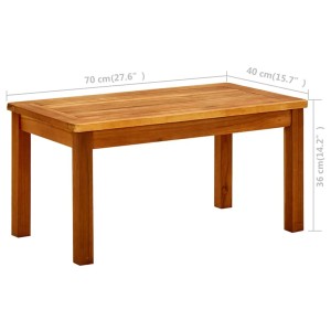 Rechteckiger vidaXL Garten-Couchtisch aus Akazienholz, 70x40x36 cm.