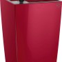 Hochglanz roter Lechuza Maxi-Cubi Pflanztopf, 14x14 cm, mit Bewässerungssystem.