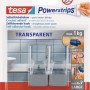 Tesa Powerstrips Haken, transparent-chrom matt, 2 Stück. Selbstklebende Handtuchhalter für Bad & Küche.