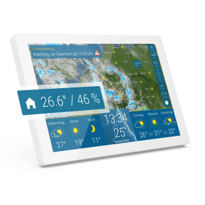 WetterOnline WetterDisplay wetteronline home Wetterstation WLAN Raumsensor Touch-Bildschirm HD-Farbdisplay Weiß Premium-Wetterdaten Unwetterwarnung