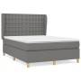 vidaXL Boxspringbett, dunkelgrau, 140x190 cm mit Stoffbezug, inklusive Matratze und Topper.
