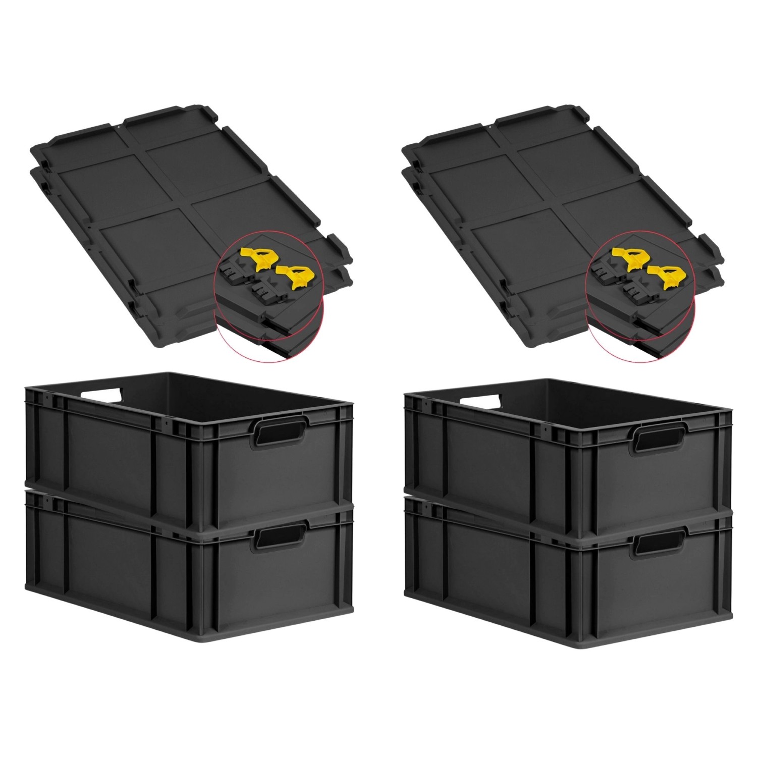 PROREGAL SuperSparSet 4x Eurobox Nextgen Grip Mit Scharnierdeckel Und Gelbe günstig online kaufen