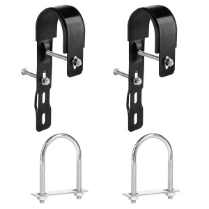 Hepa Solar Geländer-Set für Balkonkraftwerke, bestehend aus Stahlhaken und C-Schellen.