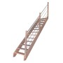 Gerade Treppe Mykonos Pro aus Buche mit Edelstahlgeländer (rechts).