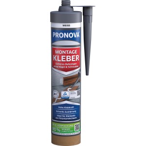 Pronova Montagekleber Eco, 405g, Weiß. Montage-Kleber in Kartusche für sichere Befestigung.