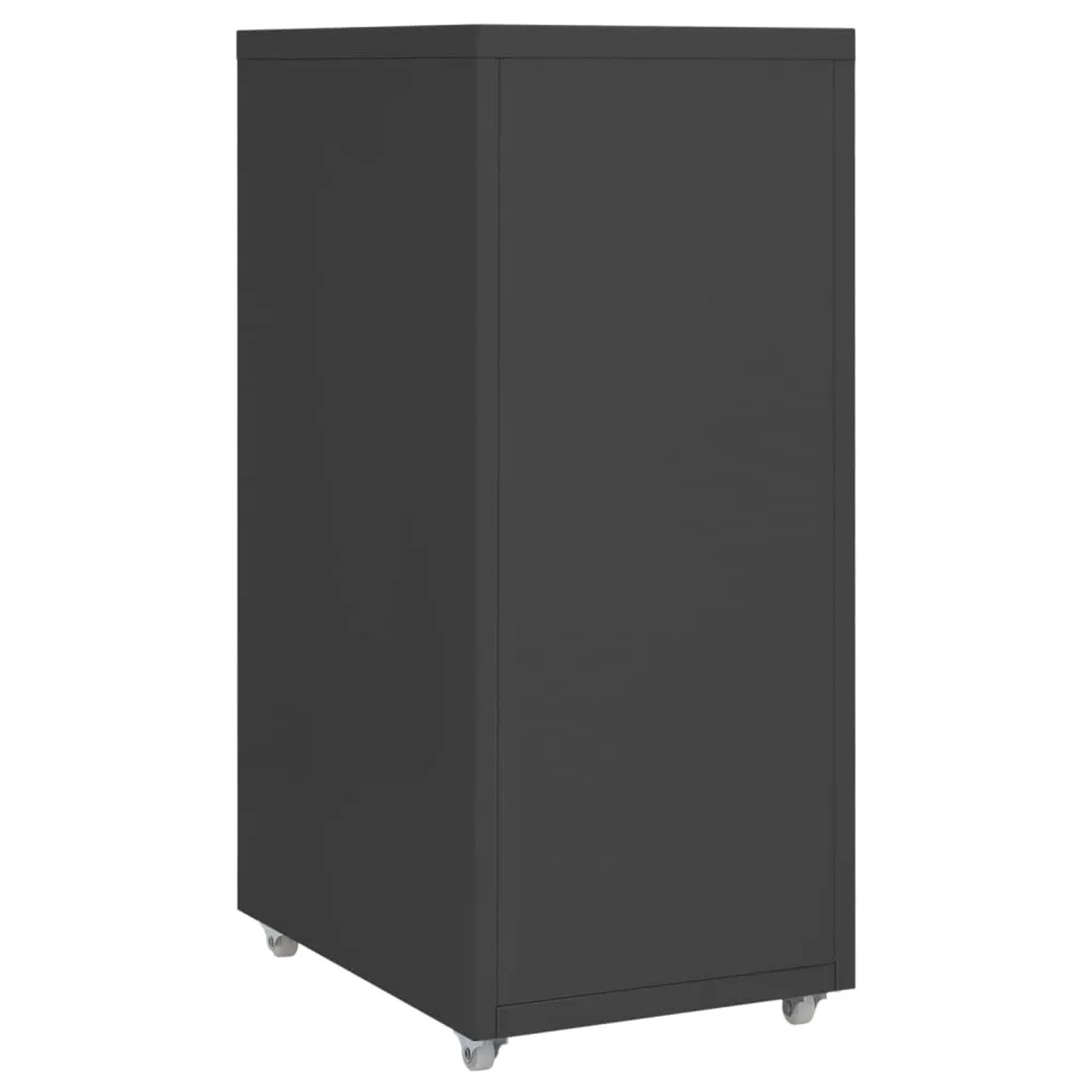 Anthrazitfarbener vidaXL Aktenschrank mit Rollen, 6 Schubladen, aus Metall.