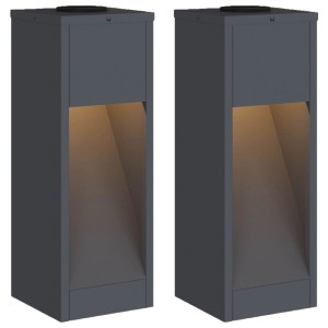 vidaXL Solar LED Wegeleuchte 2 Stk Anthrazit Kalt Gewalzter Stahl 879711