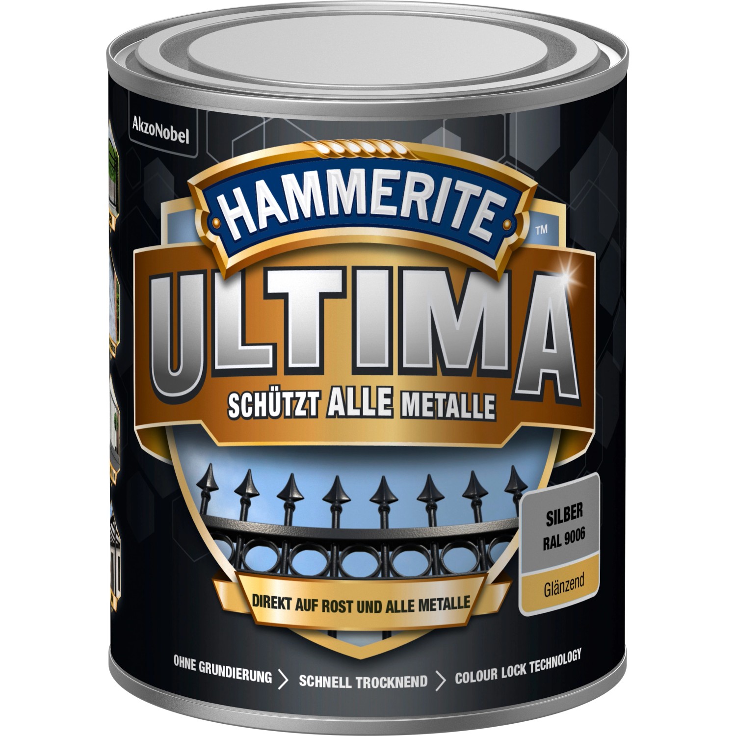 Hammerite Ultima Premium Metall-Schutzlack glänzend Silber 750 ml