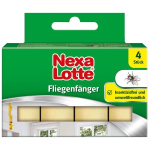 Nexa Lotte Fliegenfänger, 4 Stück, insektizidfrei und umweltfreundlich.
