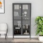 Anthrazitfarbene vidaXL Vitrine aus Stahl und Glas, 90x40x180 cm, mit vier Regalböden.
