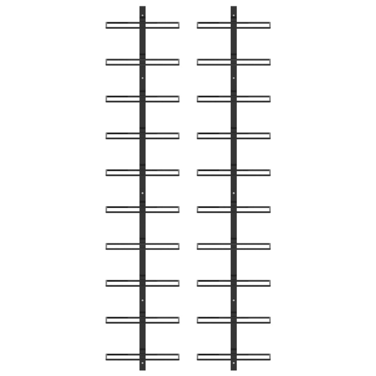 VidaXL Wand-Weinregale für 20 Flaschen 2 Stk. Schwarz Metall