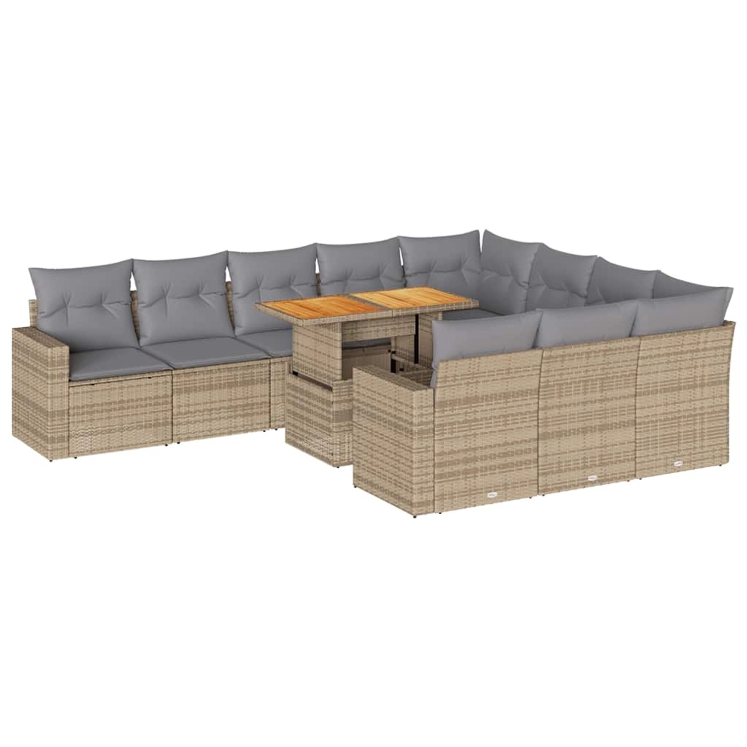 vidaXL 11-Tlg Garten-Sofagarnitur mit Kissen Beige Poly Rattan 3327090 günstig online kaufen