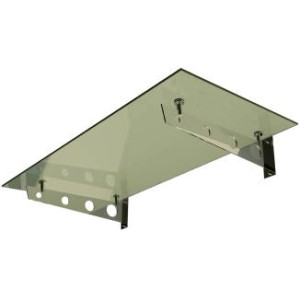 Glasvordach Modell Schwert, Klarglas VS-Glas, 275x120 cm, mit Edelstahlhalterungen.