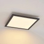 Quadratisches, dimmbares Lindby LED Panel Nelios in Schwarz aus Aluminium für Wohnzimmer.