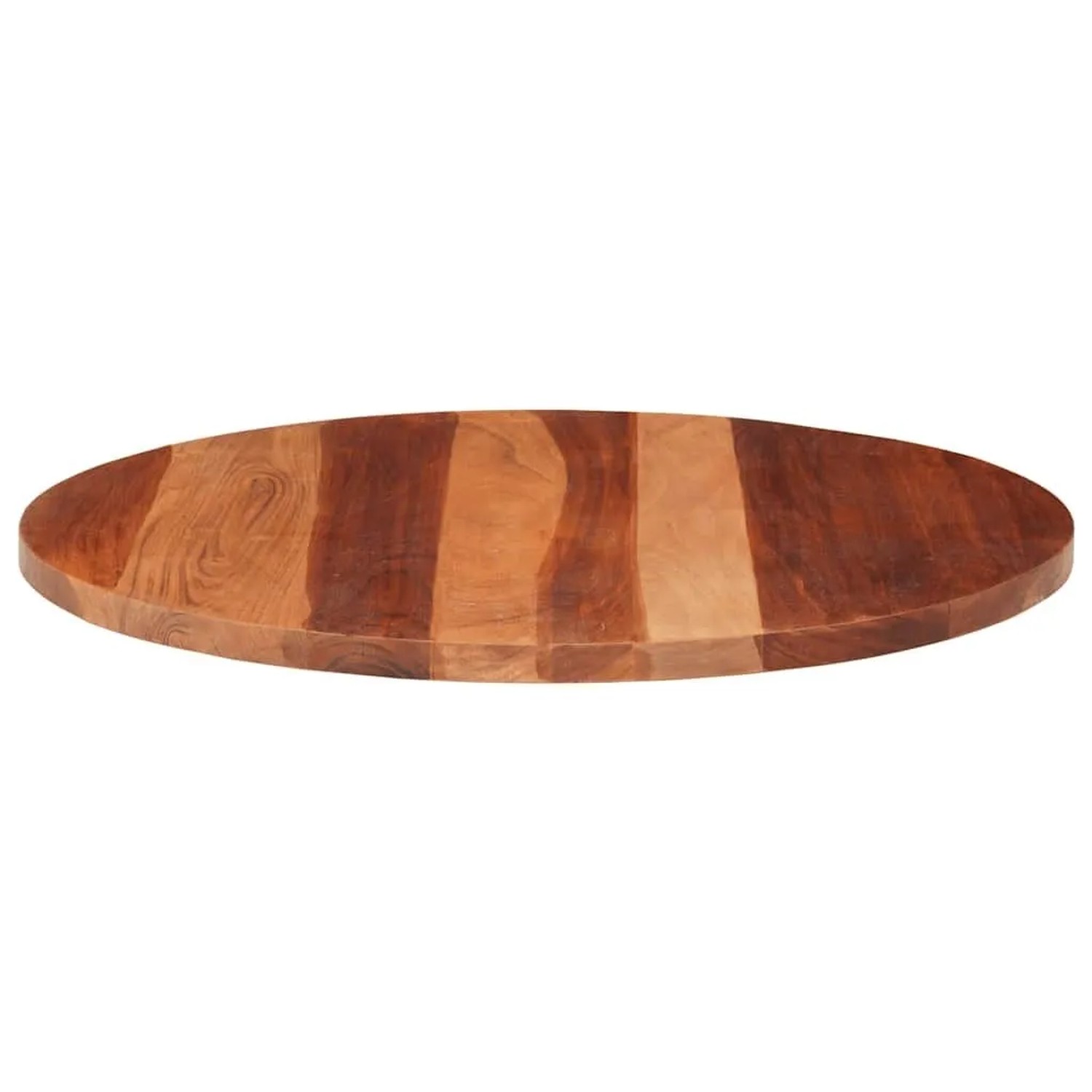 Runde Tischplatte aus massivem Akazienholz, 70 cm Durchmesser, honigbraun, poliert. Ideal für Möbelbauplatten.
