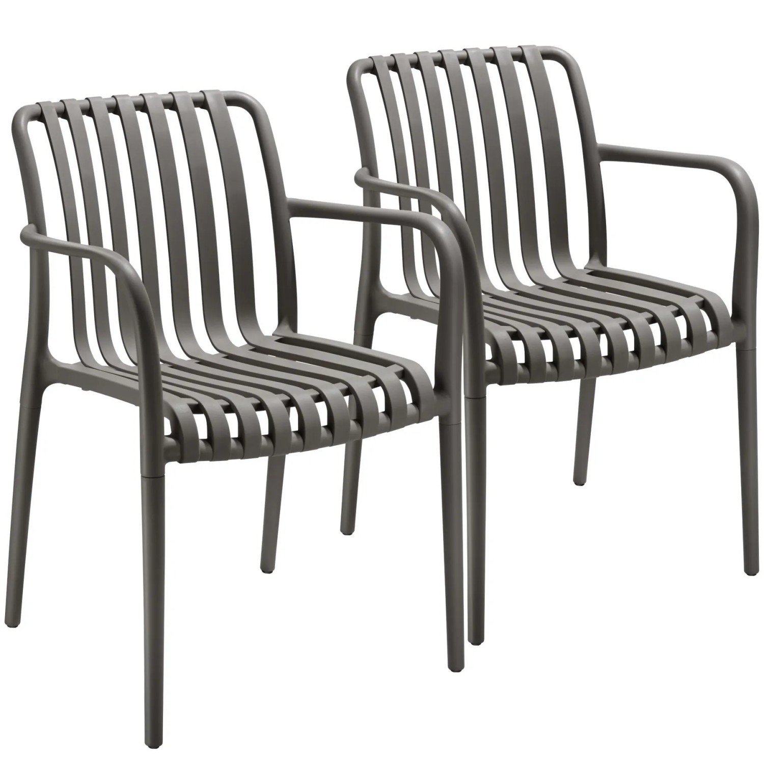 Tectake Gartenstühle Alcudia Wetterfest und Uv Beständig Platzsparend Stapelbar 2Er Set 58 x 54 50 x 80 50 cm Anthrazit