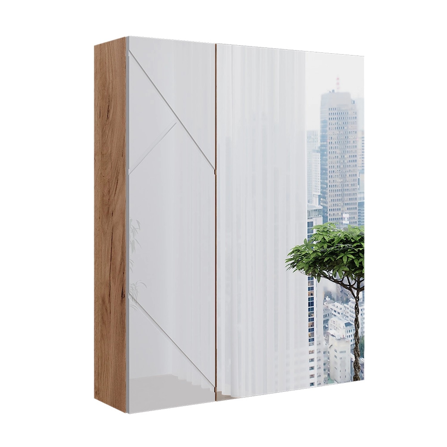 Vicco Badspiegelschrank Irma Goldkraft Eiche/Weiß Hochglanz 60 x 75 cm günstig online kaufen