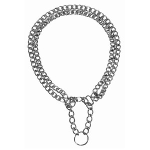Trixie Zug-Stopp Kettenhalsband, 2-reihig, Metall, 40cm. Hundehalsband für Leinentraining.