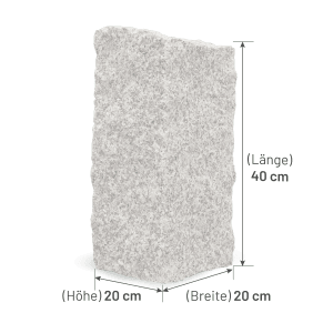 Grauer Galamio Granit Mauerstein, 40x20x20 cm, gebrochen, für Gartenmauern.
