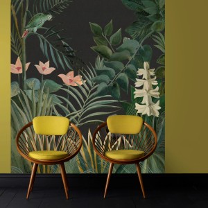 Art for the Home Fototapete Into the bush, Dschungel-Motiv mit Papagei, 280x200 cm.