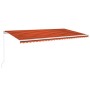 vidaXL Markise, manuell einziehbar, 600x300 cm, orange-braun gestreift, mit LED-Beleuchtung.