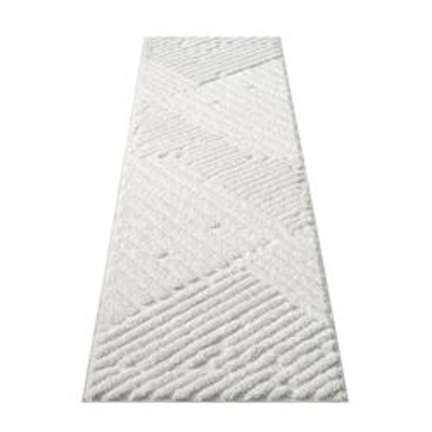 payé Teppich Nara-749 Hochflor 80x300 cm Pastell-Creme Rautenmuster günstig online kaufen