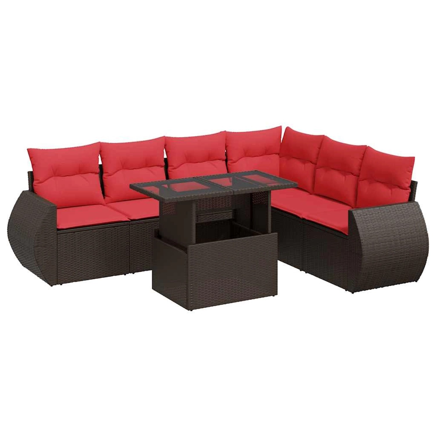 vidaXL 7-Tlg Garten-Sofagarnitur mit Kissen Braun Poly Rattan Akazie 332665 günstig online kaufen